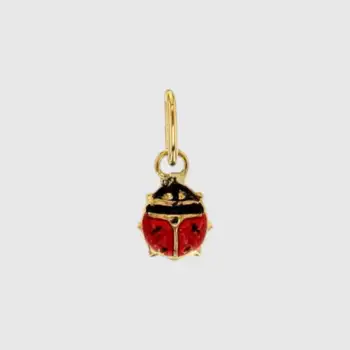 Colgante oro mariquita con esmalte rojo