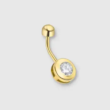 Piercing ombligo de oro amarillo y circonita