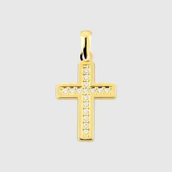 Cruz de ro con circonitas