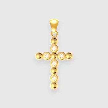 Cruz de oro amarillo y circonitas